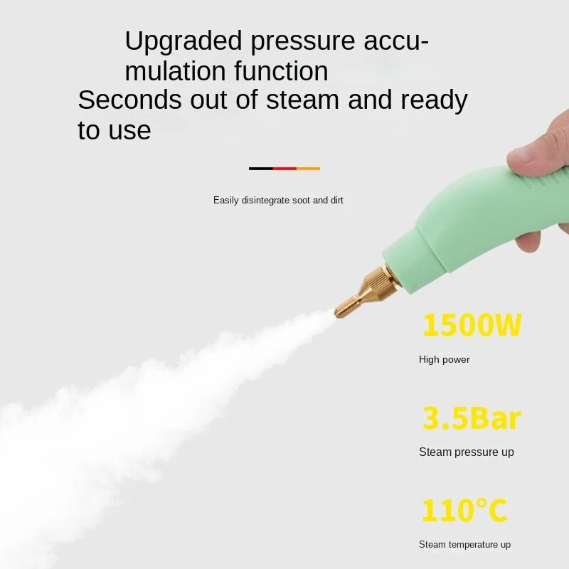 (image for) 1500W 220V High Temperature Steam Cleaner 1300ml Tank Water 15s Quick Heating Steam Cleaner for Kitchen Air Conditioner Cleaning-EU Plug
