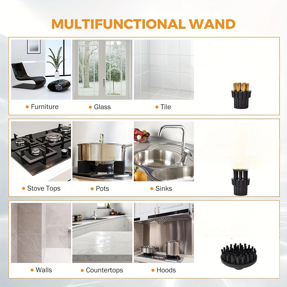 (image for) 1500W Handheld High Pressure Steam Cleaner Household Steam Cleaner Suitable For Kitchen Fumes Sofas Small Air Conditioners Washing Machines