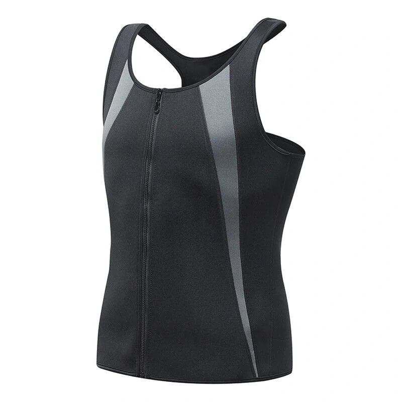 (image for) Men's Sweat Sauna Suit Shaper Stretch Breathable Sweat Absorbing Zip Up Sportswear Fitness Vest for Losing Weight Fitness